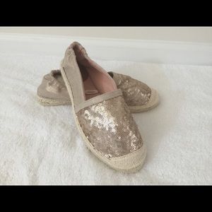 Gold sequins espadrilles flats star rose gold